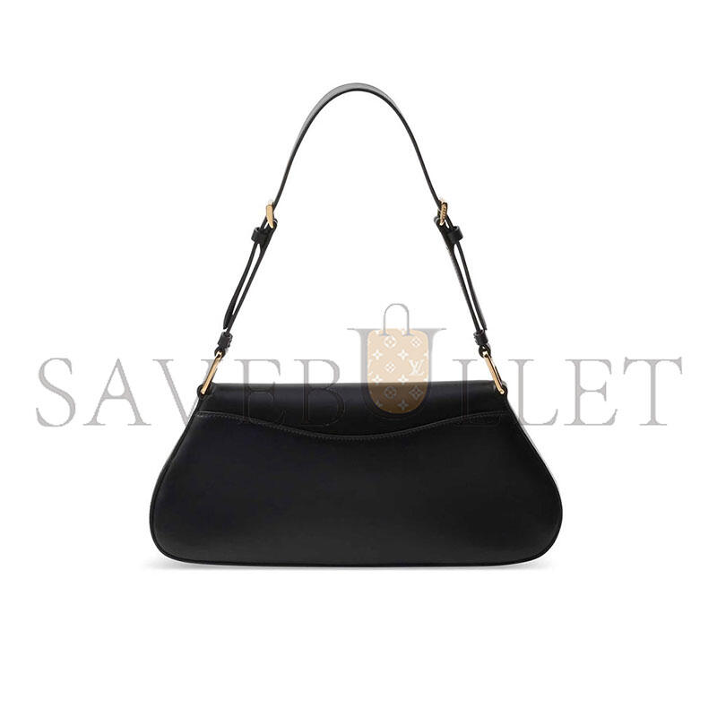PRADA ENAMELED METAL TRIANGLE-LOGO LEATHER SHOULDER BAG 1BD344 (31*13.5*4cm)